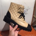 Replica Chanel Quilted Lambskin Chain CC Lace-ups Short Boots G36424 Beige 2020 Collection AQ03321