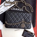 Replica Chanel Quilted Lambskin Tassel Wallet on Chain WOC AP0278 Black 2019 Collection AQ00564