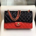 Replica Chanel Quilted Patent Calfskin Medium Classic Flap Bag A01112 Black/Red 2019 Collection AQ01466