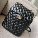 Replica Chanel Quilting sheepskin Backpack Bag A91121 black with gold hardware AQ03078