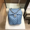 Replica Chanel Quilting sheepskin Backpack Bag A91121 blue with gold hardware AQ03404