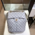 Replica Chanel Quilting sheepskin Backpack Bag A91121 gray with gold hardware AQ03639