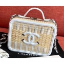 Replica Chanel Rattan/Patent Calfskin CC Filigree Vanity Case Medium Bag A93343 White 2019 AQ02601