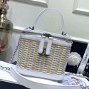 Replica Chanel Rattan Woven Small Vanity Case AS1352 White/Beige 2020 Collection AQ03140