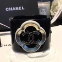 Replica Chanel Resin Camellia Bloom Cuff Bracelet Black 2019 Collection AQ02074