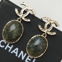 Replica Chanel Round Stone Short Earrings Deep Green 2019 Collection AQ02357