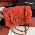 Replica Chanel Shearling Lambskin Medium Flap Bag AS1063 Orange 2019 Collection AQ03137