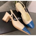 Replica Chanel Slingbacks In Calfskin & Grosgrain G31318 Beige/Blue 2020 Collection AQ02352