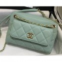 Replica Chanel Small Camera Case Bag AS1367 Grained Calfskin Light Green 2020 AQ02439