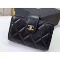 Replica Chanel Small Card Holder 31522 Lambskin Black AQ00785