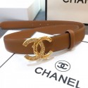 Replica Chanel Smooth Calfskin Belt 25mm with Crystal Metal CC Buckle Brown 2019 Collection AQ03002