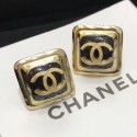 Replica Chanel Square CC Stud Earrings Black 03 2019 Collection AQ00828