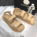 Replica Chanel Strap Flat Sandals Beige 2020 Collection AQ03248