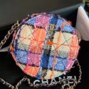 Replica Chanel Tweed Round Clutch with Chain AP0366 Orange/Blue/Pink 2020 Collection AQ04177