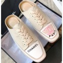 Replica Chanel Vintage Canvas Slip-on Sneakers White 2020 AQ03591