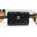 Replica Chanel Vintage Chain Belt Quilted Fanny Pack Waist Flap Bag Patent Black AQ01868