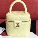 Replica Chanel Vintage Vanity Case Bag Patent Yellow 2019 AQ01317