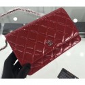 Replica Chanel Wallet On Chain WOC Bag in Patent Leather Red/Silver AQ01372