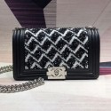 Replica Chanel Wave Sequins Medium Boy Flap Bag A67086 Black/White/Silver 2019 Collection AQ01575