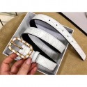 Replica Chanel Width 2.5cm Chain Buckle Quilting Leather Belt White AQ03836