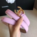 Replica Chanel Width 2.5cm Smooth Calfskin Belt With Crystal CC Buckle Pink 2020 Collection AQ02334