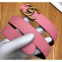 Replica Chanel Width 3cm Logo Buckle Leather Belt Pink AQ01233