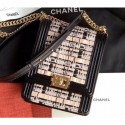 Replica Chanel Woven Tweed Boy North/South Small Flap Bag AS0130 Black 2020 AQ03565