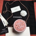 Replica Cheap Chanel Striped Grained Calfskin CC Filigree Round Clutch With Chain Bag AP0365 Pink 2019 AQ03540