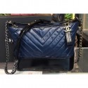 Replica High Quality Chanel Chevron Gabrielle Medium Hobo Bag A93824 Dark Blue/Black 2018 AQ01283