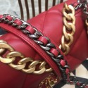 Replica Hot Chanel 19 Large Quilted Goatskin Flap Bag AS1161 Dark Red 2019 Collection AQ02510