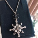 Replica Hot Chanel Crystal and Pearl Snowflake Pendant Necklace AB2323 White/Black 2019 Collection AQ04007