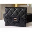 Replica Luxury Chanel Classic Small Flap Wallet 31528 AP0231 Grained Calfskin Black/Silver AQ03427