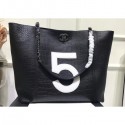 Replica Luxury Chanel Number 5 Croco Pattern Shopping Tote Bag Black 2019 AQ04011