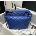 Replica Luxury Chanel Quilted Leather Large Hobo Bag With Gold-Tone Metal AS1747 Blue 2020 Collection AQ01094