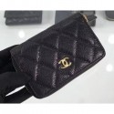 Replica Top Chanel Grained Leather Classic Zipped Card Holder A69271 Black/Gold AQ02973