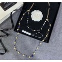 Replica Top Chanel Resin Pearl Double Long Necklace White/Blue 2019 Collection AQ03576