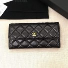 Best Chanel Classic Quilted Lambskin Flap Wallet A50096 Black/Gold Collection AQ02819