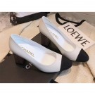 Best Chanel Heel 8cm Lambskin/Grosgrain Pumps G34905 white/Black 2019 AQ01305