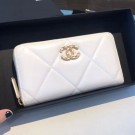 Chanel 19 Goatskin Long Zipped Wallet AP1063 White 2019 Collection AQ02268