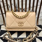 Chanel 19 Quilted Goatskin Wallet on Chain WOC AP0957 Nude 2019 Collection AQ01267