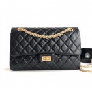 Chanel 2.55 Reissue Size 225 Bag in wrinkled calfskin black with gold hardware AQ01111