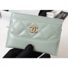 Chanel Aged Calfskin Gabrielle Card Holder A84386 Light Green AQ00601