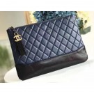 Chanel Aged Calfskin Gabrielle Pouch Clutch Small Bag A84287 Navy Blue AQ02195