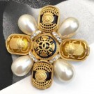 Chanel Beetle Texture Brooch AB1494 Gold/White/Blue 2019 Collection AQ02076