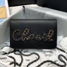 Chanel Calfskin Chain CHANEL Wallet on Chian WOC Black 2020 Collection AQ02961