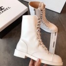 Chanel Calfskin Flat Lace up Mid-Shaft Boot White 2019 Collection AQ02755