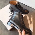 Chanel Calfskin Flat Lace up Short Boot Black 2019 01 Collection AQ03037