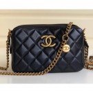 Chanel Calfskin Quilting Shoulder Camera Case Bag Black AQ00517