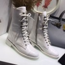 Chanel Calfskin Short Flat Lace-up Boots G34953 White 2019 Collection AQ00955