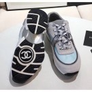 Chanel Calfskin Suede & Fabric Classic Sneaker Light Blue 2020(For Women and Men) Collection AQ02113